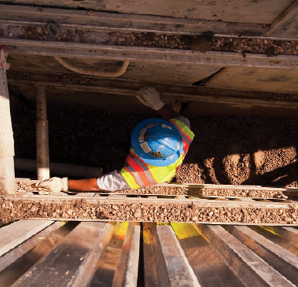 Worker in a trench